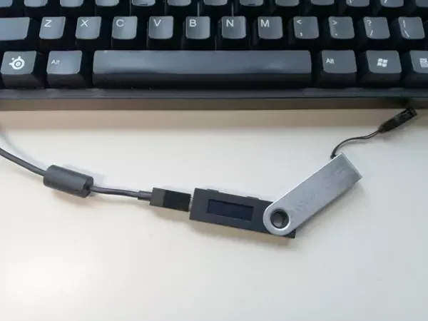 Ledger Nano S on USB cable