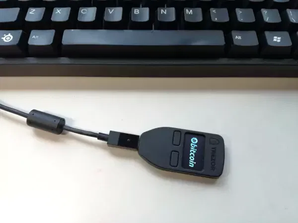 Trezor One on USB cable