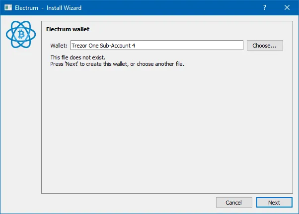 Create new wallet in Electrum