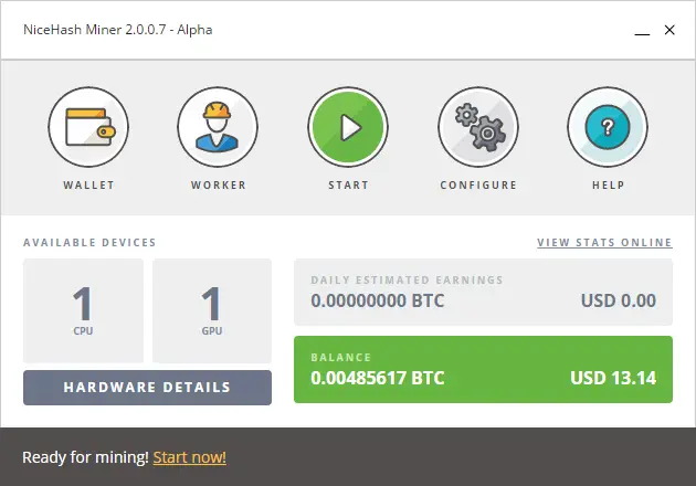 NiceHash 2.0 Main Window