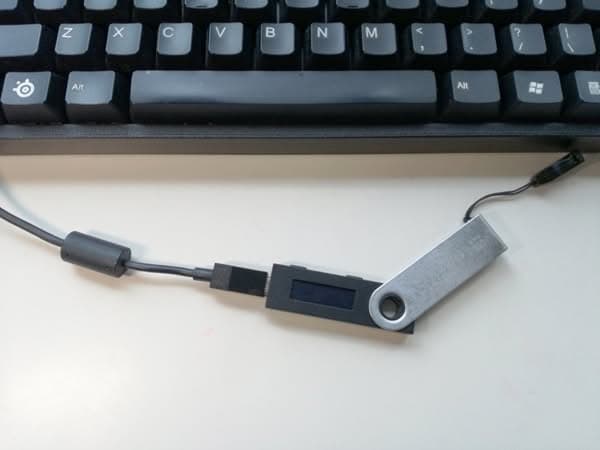 Ledger Nano S on USB cable
