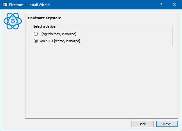 Select which hardware keystore to use